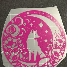 Wolf Moon Floral Vinyl Decal – Handmade Nature-Inspired Sticker
