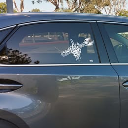 Skeleton Hand Middle Finger Wrench Vinyl Decal - Mechanic Attitude Sticker