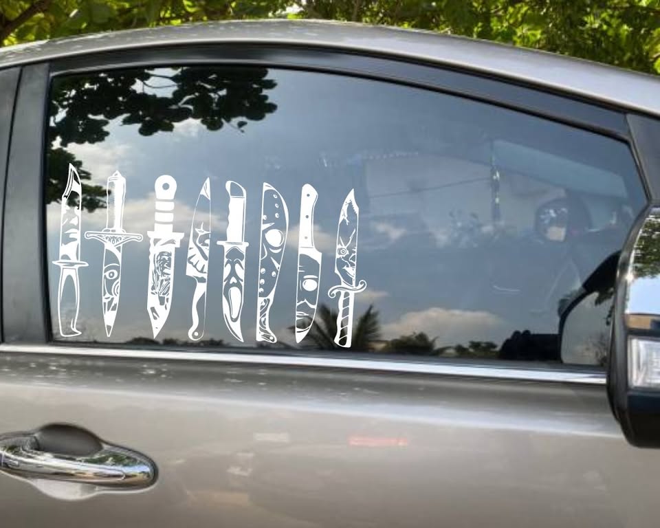 Horror Icon Knife Decal Set - Spooky Slasher Vinyl Stickers