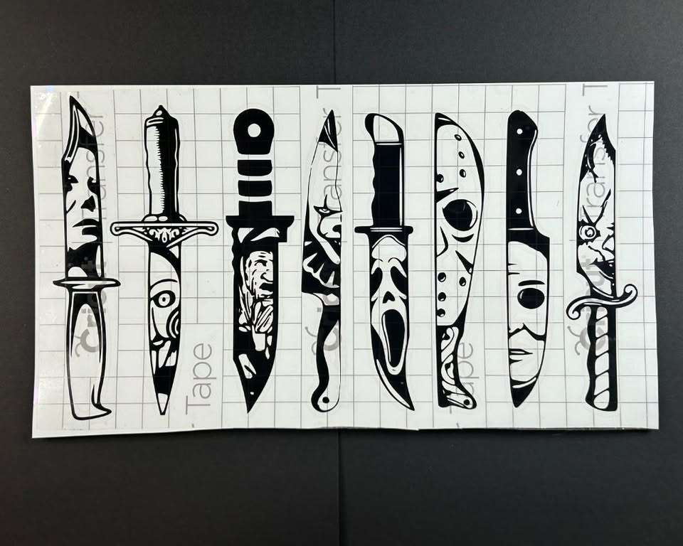 Horror Icon Knife Decal Set - Spooky Slasher Vinyl Stickers