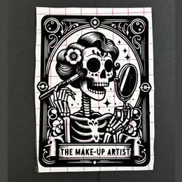 "THE MAKE-UP ARTIST" Skeleton Sugar Skull Vinyl Decal - Gothic Beauty Sticker