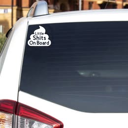 "Little Shits On Board" Poop Emoji Vinyl Decal - Funny Car Sticker for Parents
