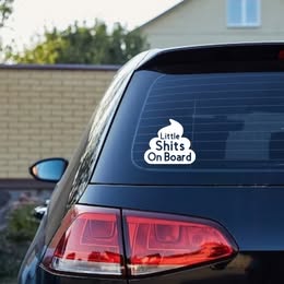 "Little Shits On Board" Poop Emoji Vinyl Decal - Funny Car Sticker for Parents