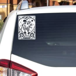 "The Lovers" Tarot Card Skeleton Decal | Gothic Romance Vinyl Sticker