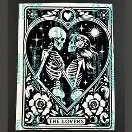 "The Lovers" Tarot Card Skeleton Decal | Gothic Romance Vinyl Sticker