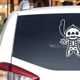 "Spooky Ohana" Skeleton Alien Vinyl Decal | Halloween Themed Lilo & Stitch Inspired Sticker