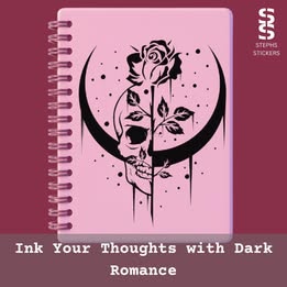 Skull & Rose Crescent Moon Vinyl Decal – Handmade Dark Romance Sticker
