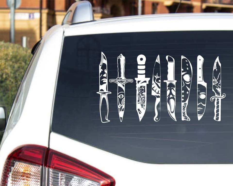 Horror Icon Knife Decal Set - Spooky Slasher Vinyl Stickers