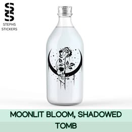 Skull & Rose Crescent Moon Vinyl Decal – Handmade Dark Romance Sticker