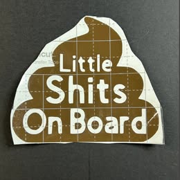 "Little Shits On Board" Poop Emoji Vinyl Decal - Funny Car Sticker for Parents