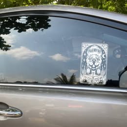 "THE IDGAF" Skeleton Messy Bun Tarot Card Vinyl Decal - Gothic Attitude Sticker