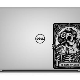 "THE MAKE-UP ARTIST" Skeleton Sugar Skull Vinyl Decal - Gothic Beauty Sticker