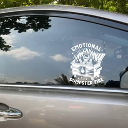 "Emotional Dumpster Fire" Skeleton Vinyl Decal | Funny Mental Health Sticker