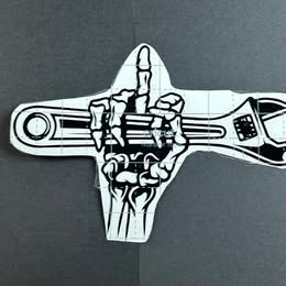 Skeleton Hand Middle Finger Wrench Vinyl Decal - Mechanic Attitude Sticker