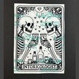 "Intoxicologist" Skeleton Toast Sticker | Gothic Humor Decal for Laptop, Water Bottle