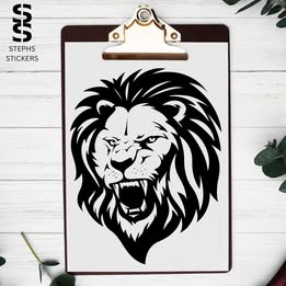Roaring Lion Vinyl Sticker – Bold Animal Decal for Laptops, Journals & More