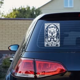 "THE IDGAF" Skeleton Messy Bun Tarot Card Vinyl Decal - Gothic Attitude Sticker