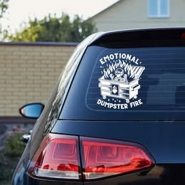 "Emotional Dumpster Fire" Skeleton Vinyl Decal | Funny Mental Health Sticker