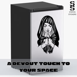 Praying Woman Vinyl Decal – Handmade Spiritual & Gothic Sticker