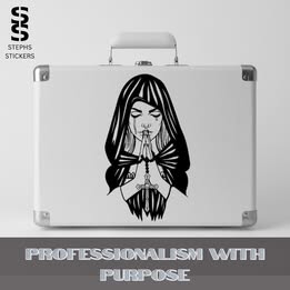 Praying Woman Vinyl Decal – Handmade Spiritual & Gothic Sticker