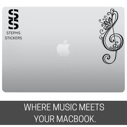 Floral Treble Clef Vinyl Decal – Handmade Music Lover Sticker