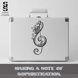 Floral Treble Clef Vinyl Decal – Handmade Music Lover Sticker