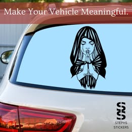 Praying Woman Vinyl Decal – Handmade Spiritual & Gothic Sticker