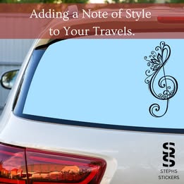 Floral Treble Clef Vinyl Decal – Handmade Music Lover Sticker