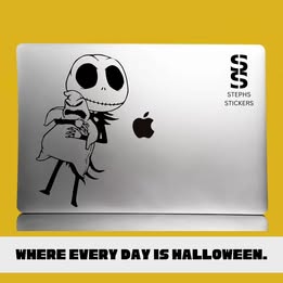 Jack Skellington Vinyl Laptop & Journal Sticker – Handmade Halloween Decal