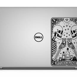 "Intoxicologist" Skeleton Toast Sticker | Gothic Humor Decal for Laptop, Water Bottle