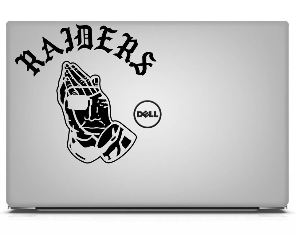 "RAIDERS" Praying Hands Vinyl Decal - NFL Fan Art Sticker