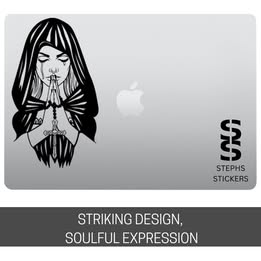 Praying Woman Vinyl Decal – Handmade Spiritual & Gothic Sticker