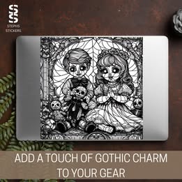 Gothic Doll Couple Vinyl Decal – Handmade Creepy Cute Sticker