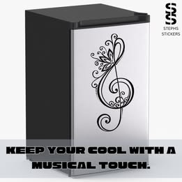 Floral Treble Clef Vinyl Decal – Handmade Music Lover Sticker