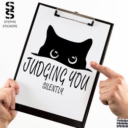 Judging You Cat Vinyl Decal – Funny Handmade Pet Lover Sticker