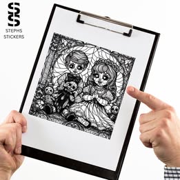 Gothic Doll Couple Vinyl Decal – Handmade Creepy Cute Sticker