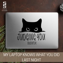 Judging You Cat Vinyl Decal – Funny Handmade Pet Lover Sticker