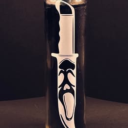 Horror Slasher Vinyl Candle Sticker – Jason & Ghostface Inspired Gothic Decal