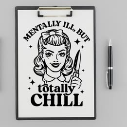 Mentally Ill But Totally Chill – Funny Dark Humor Vinyl Decal