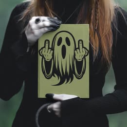 Ghost Flipping Off Vinyl Decal – Funny Gothic Handmade Sticker