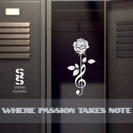 Rose & Treble Clef Vinyl Decal – Handmade Music and Beauty Sticker