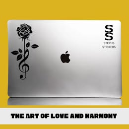 Rose & Treble Clef Vinyl Decal – Handmade Music and Beauty Sticker