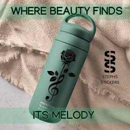 Rose & Treble Clef Vinyl Decal – Handmade Music and Beauty Sticker
