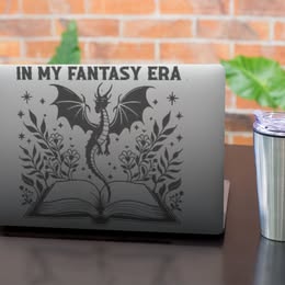 In My Fantasy Era – Dragon & Book Vinyl Decal