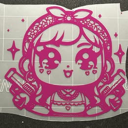 Kawaii Gun Girl Vinyl Decal – Handmade Cute & Edgy Sticker