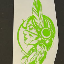 Tribal Feather Woman Vinyl Decal – Handmade Artistic Sticker