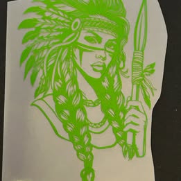 Warrior Woman with Spear Vinyl Decal – Handmade Tribal-Inspired Sticker