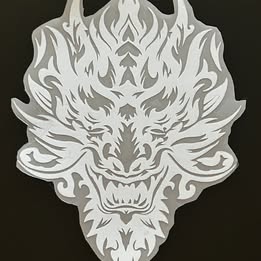 Majestic Dragon / Oni Mask Vinyl Decal | Mythical Beast Art Sticker