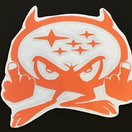 Devil Subaru Star Cluster & Middle Fingers Vinyl Decal | Edgy Car Sticker