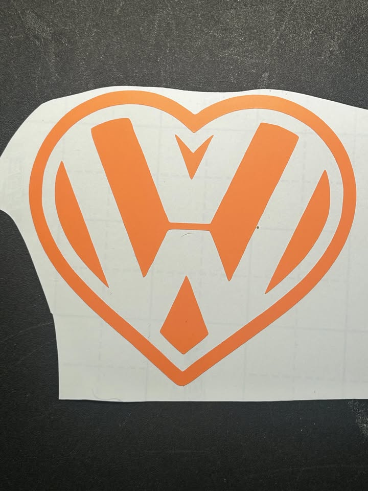 VW Heart Vinyl Decal – Handmade Car Lover Sticker